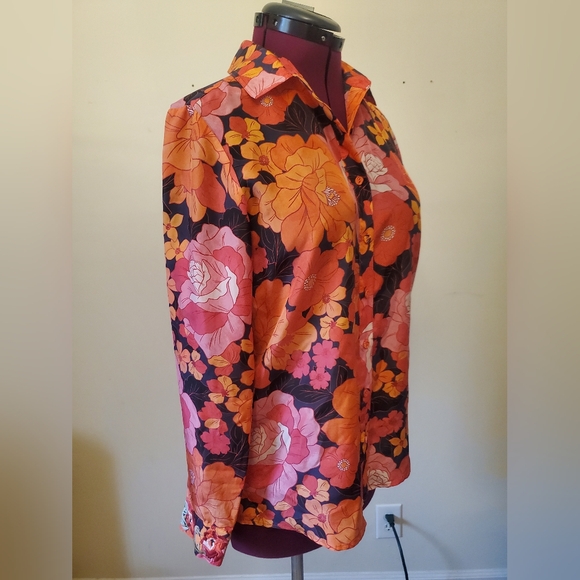 Johnny Was Becca 100% Silk Floral Button-Up L/S Embroidered Blouse Sz XS - Picture 8 of 13